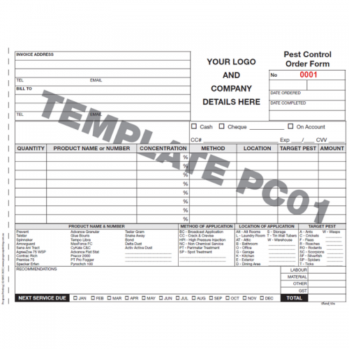 Pest Control Order Forms